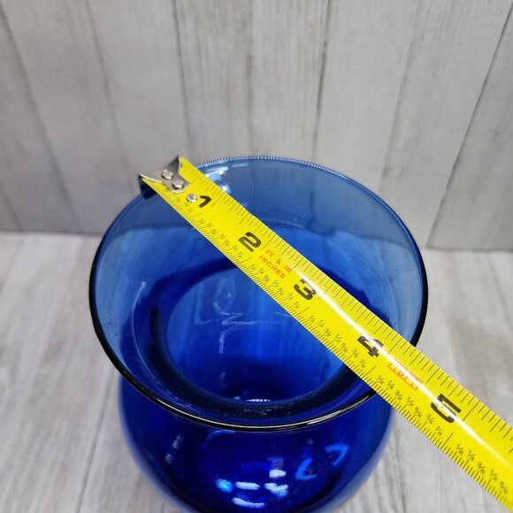 Vintage Indiana Glass Cobalt Blue Vase Optic Pattern 8'' Tall Decorative - Picture 7 of 8